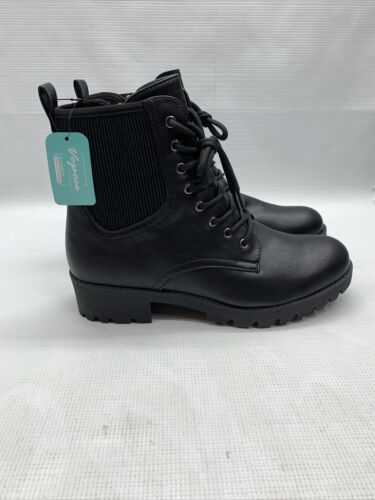 Vepose Women's Size 11 Combat Ankle Boots Lace up Inner Zipper Mid Calf Booties