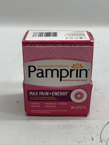 Lot of 2 Pamprin Menstrual Pain + Energy Relief 24 Caplets Each Cramps Bloating