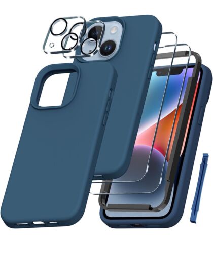 Compatible with Phone 14 Plus Case 2X Screen & Camera Lens Protector Cobalt Blue