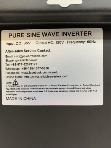 WZRELB 3000W 36V 120V Pure Sine Wave Power Inverter Remote Control - FOR PARTS