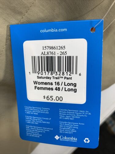 Columbia Active Fit Omni-Shield Convertible Woman’s Tan Pants 16 Long AL8761-265