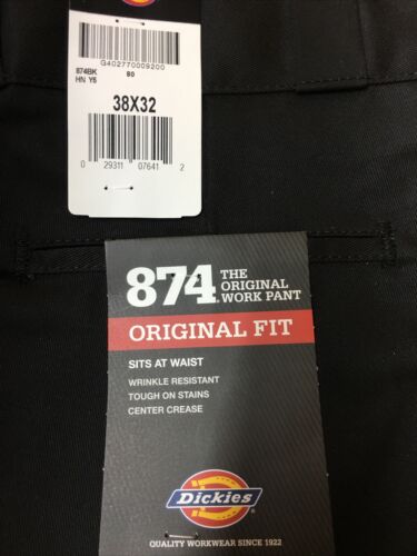 Dickies 874 Pants Mens Original Fit Classic Work Uniform Bottoms 38wX32L Black