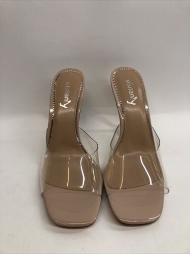 Viviany Women's Clear Heels Dress Sandals Transparent Peep Toe Size 8.5 Pumps