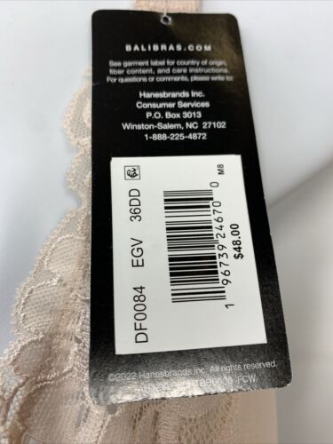 Women's Bali One Smooth U Comfort Stretch Lace Underwire Bra Beige DF0084 36DD