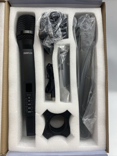 Zerfun Microphone D240 - 2.4GHz Rechargeable Wireless Microphone Black Handheld