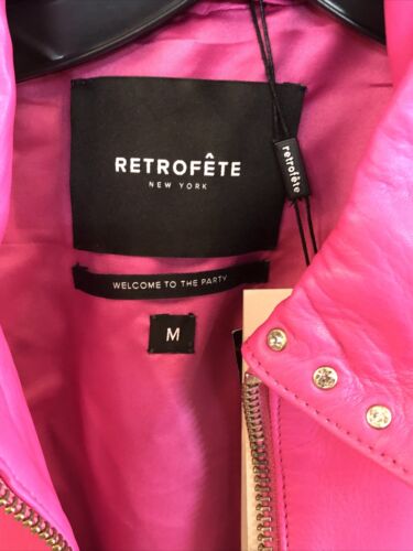 Retrofete New York Women's Brown Lo Leather Cropped Jacket Coat Size M Pink