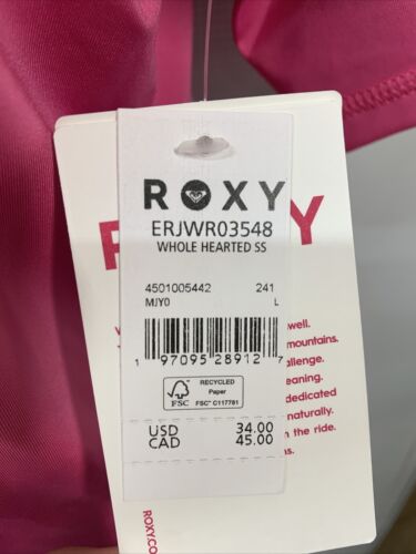 Roxy Whole Hearted Short Sleeve Rashguard Shirt Women's Size Large Shocking Pink