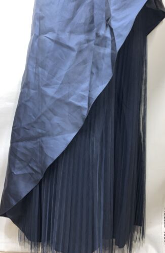 Adrianna Papell Womens Mikado Long Dress Midnight Blue Size 12 Princess Seaming