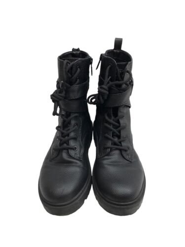 Guess Womens Orana Black Size 9M Combat Lace Up Outdoor Boots Mid-calf GWORANA