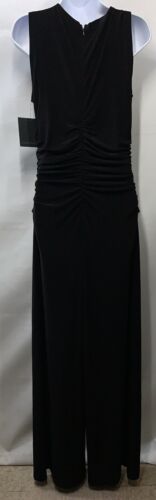 Norma Kamali Jumpsuit Womens M/38 Black Shirred Waist Jumpsuit Wide Leg Stretch