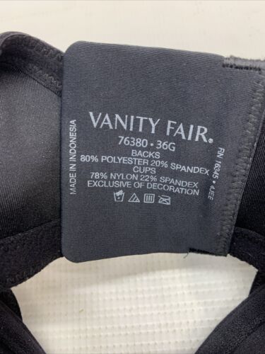 Vanity Fair Beautiful Benefits Contour Back Smoother Bra 76380 Size 36G Black