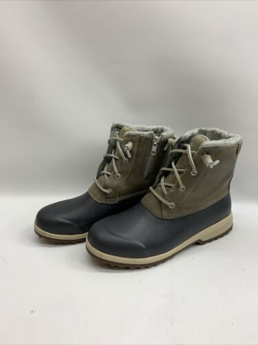 Sperry Women's Maritime Repel Boots Gray Black Lace-up Shoe Size 8 M STS82667