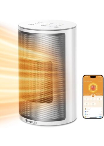 GoveeLife Smart Space Heater 1500W Wi-Fi App Voice Remote Portable H7135101