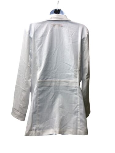 Betsey Johnson Women's Medium White Canna Lab Coat Long Sleeve with Pockets