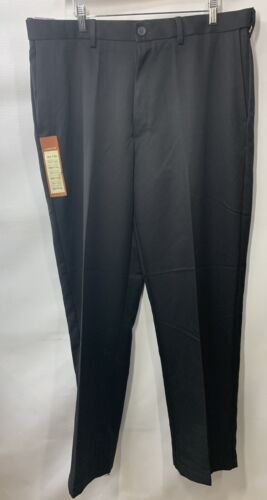 Haggar Men's Cool 18 Classic fit Hidden Expandable Waist Pants 38 x 32 Black