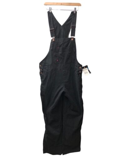 Dickies Women's Relaxed Fit Straight Bib Overall Rinsed Black FB206RBK Large