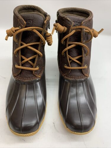 Women's Sperry Top-Sider Saltwater Duck Ankle Boots in Brown STS91176 Size 8