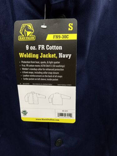 Revco Black Stallion 30" FN9-30C 9 oz Cotton FR Navy Welding Jacket Size Small