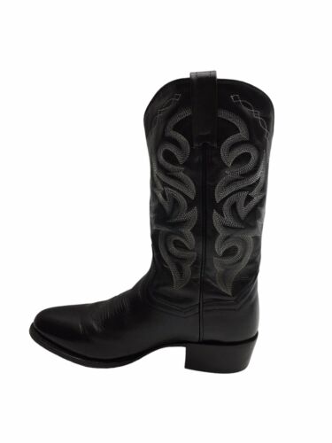 Dan Post Men Clyde Cognac Smooth Ostrich Cowboy Boots Slip-on 10.5D Black