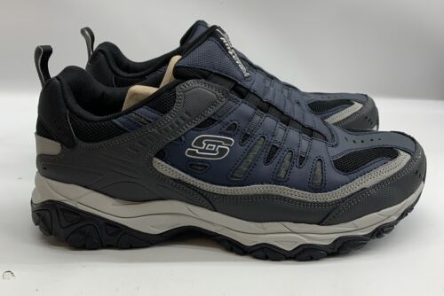 Skechers MEN AFTER BURN Extra Wide Width 51866 Navy Grey Size 10 Lace-up Shoes