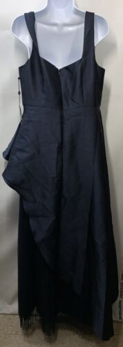 Adrianna Papell Womens Mikado Long Dress Midnight Blue Size 12 Princess Seaming