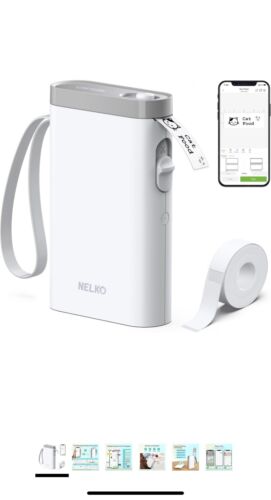 Nelko Bluetooth Label Printer, Portable Thermal Sticker Label Maker, IOS Android