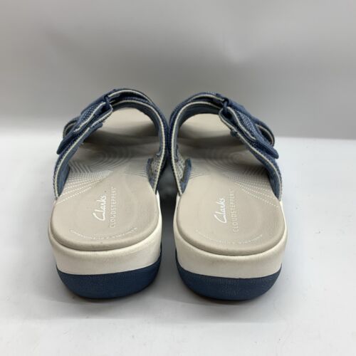 Women's Clarks Arla Wave Sandals in Blue Combi SIze 6.5W Open Toe Slip-on - USED