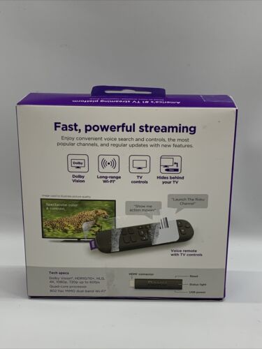 Roku Streaming Stick 4K/HDR/Dolby Vision Streaming Device with Roku Voice Remote