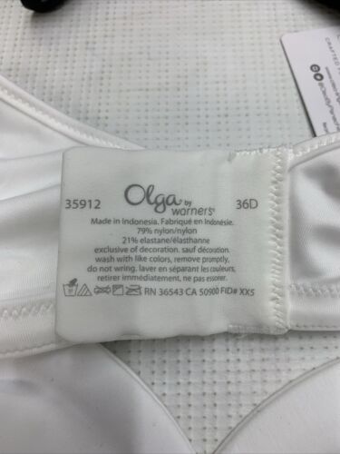 Olga 35912 Butterfly Effect Minimizer Bra Underwire Camisole Strap Size 36D Whit