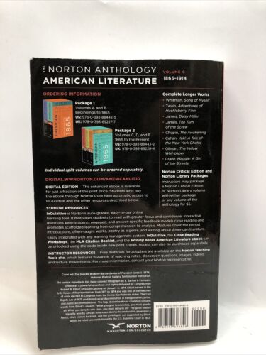 THE NORTON ANTHOLOGY OF AMERICAN LITERATURE 1865-1914 10th Edition by Robert L