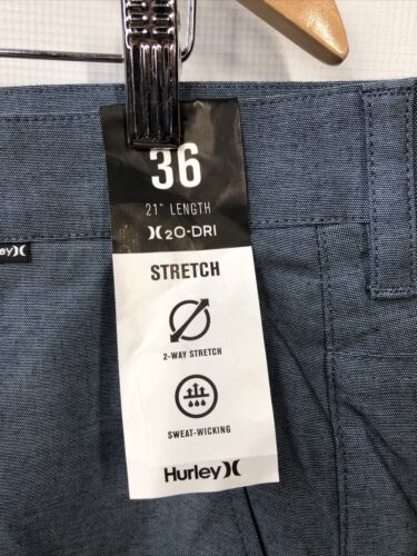 Hurley H2O-DRI Breathe 36” Waist 21" Shorts Obsidian Sweat-wicking 2-way Stretch