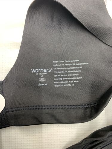 Warner's No Side Effects Wirefree Contour Lightly Lined Bra Black RA2231A Large