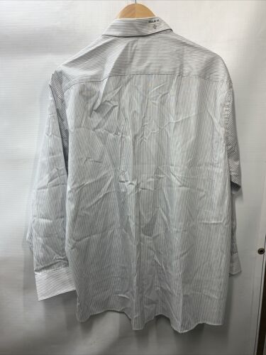 417 by Van Heusen Men's 18 36/37 Long Sleeve Button Down Shirt White Striped