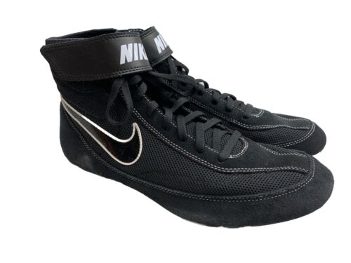 Nike Speed Sweep VII Wrestling Shoes Black White Ankle Strap 366683-001 Mens 10