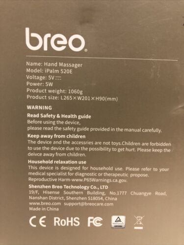 Breo iPalm 520e Electric Hand Held Palm Massager Air Pressure & Heat Compression