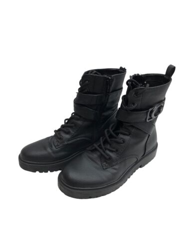 Guess Womens Orana Black Size 9M Combat Lace Up Outdoor Boots Mid-calf GWORANA