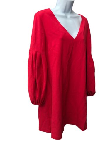 Chelsea28 Women's 157719 Balloon Sleeve Shift Casual Dress V-Neck Red Size 10