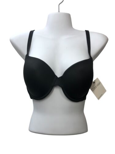 Calvin Klein QP1500 "Women's Form" Convertible T-Shirt Microfiber Bra, Black 38B