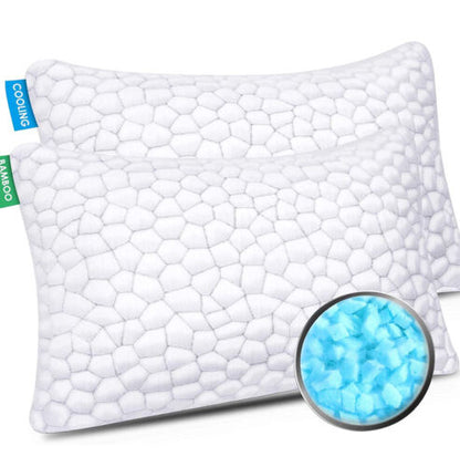 Cooling Bed Pillows for Sleeping Shredded Memory Foam Pillows White - 2 PACK