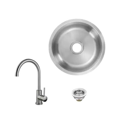 Stainless Steel 14-1/2 in Undermount Bar Sink Gooseneck Faucet Accessories