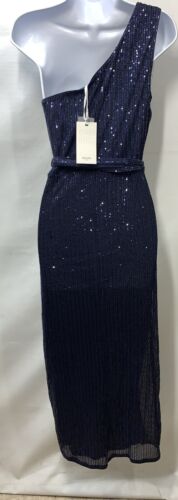 GRACE KARIN Women Sleeveless One Shoulder Sequin Dress Wrap Dress Medium Navy