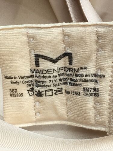 MAIDENFORM DM7543 Beige One Fab Fit Modern Demi T-Shirt UW Bra Size 36D Opaque