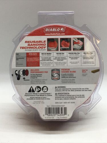 DIABLO DND050080H60P 5” 80-Grit SandNet Disc w/Free Application Pad (60 Discs)