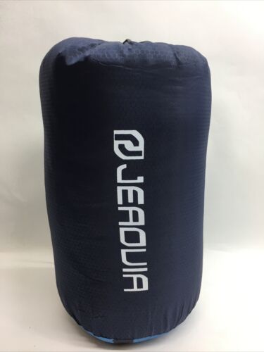 Jeaouia Sleeping Bag Navy Blue Anti tearing Polyester 3 Seasons Camping Hiking