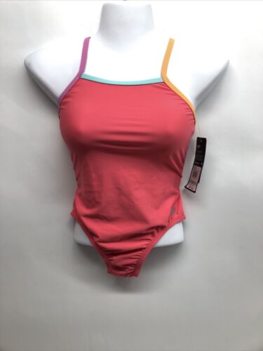 Speedo Eco Flex One Piece Swimsuit Womens Swimwear Size 8 Coral Paradise 17-1746