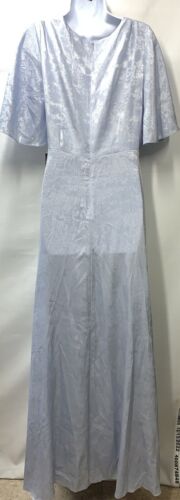 Adrianna Papell Women's Shimmer Flutter Gown Dress Sky Blue Size 12 Short Sleeve