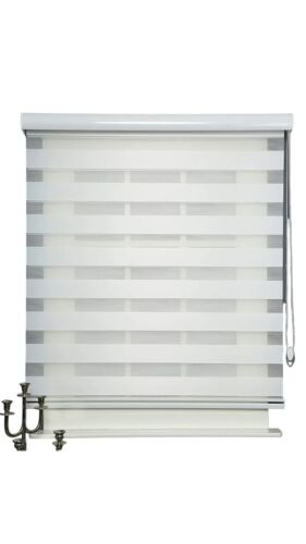 ShadesU Zebra Dual Layer Roller Sheer Shades Blinds Light Filtering White 23"