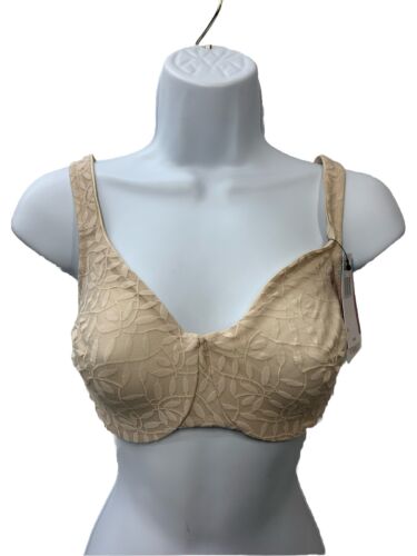 Olga Womens Women's Sheer Leaves Minimizer Bra Butterscotch Underwired Size 34DD