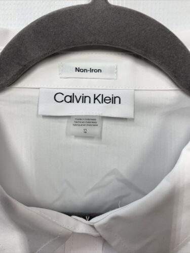 Calvin Klein Women's Long Sleeve Wrinkle Free Button Up Blouse Size 12 White