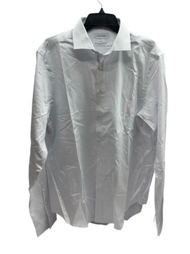 Calvin Klein Steel+ Slim-Fit Long-Sleeve Dress Shirt White 16.5 36/37 Button-up